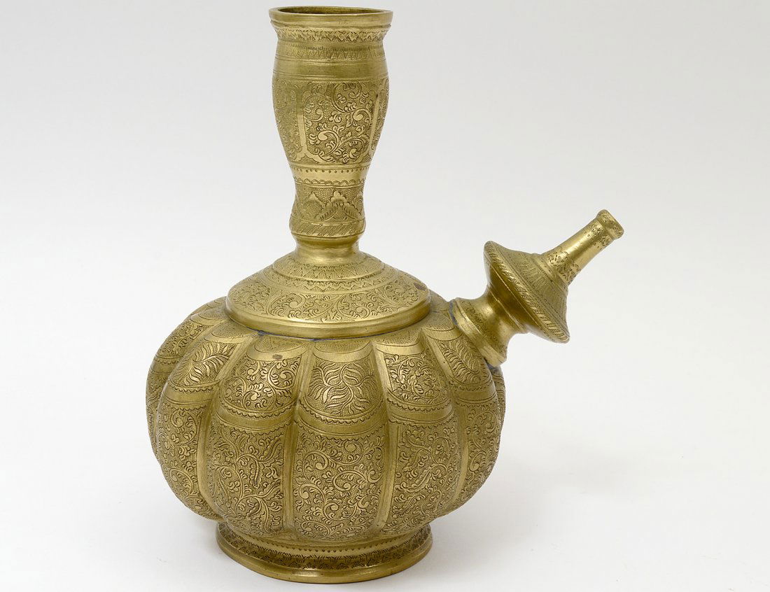 FINELY CARVED BRASS HOOKAH (1 of 7)