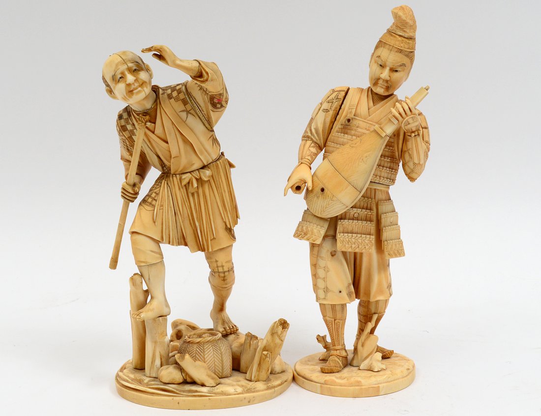 TWO CARVED IVORY FIGURES (1 of 10)