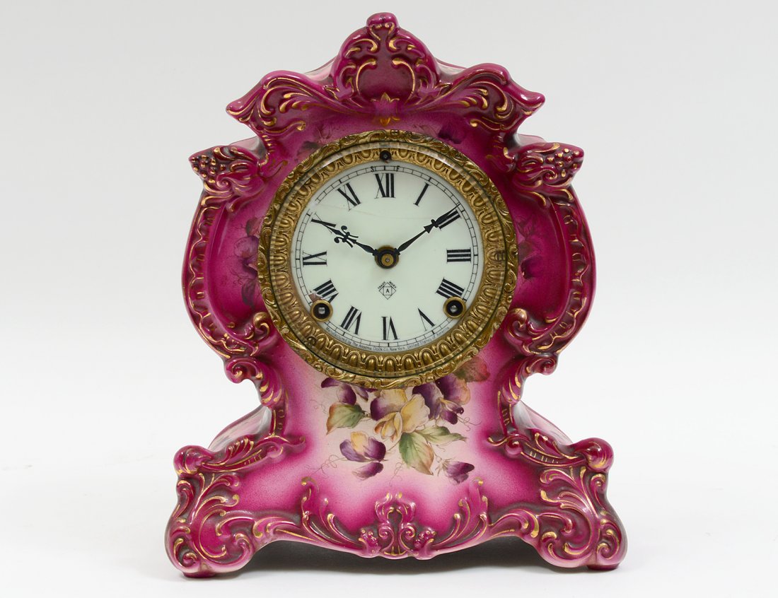 ANSONIA FAIANCE MANTEL CLOCK (1 of 6)