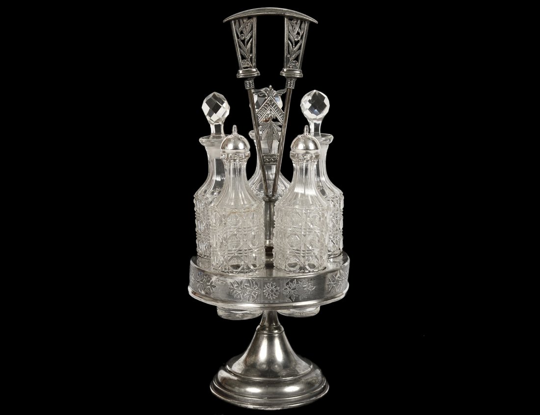VICTORIAN SILVER PLATED CRUET STAND (1 of 2)
