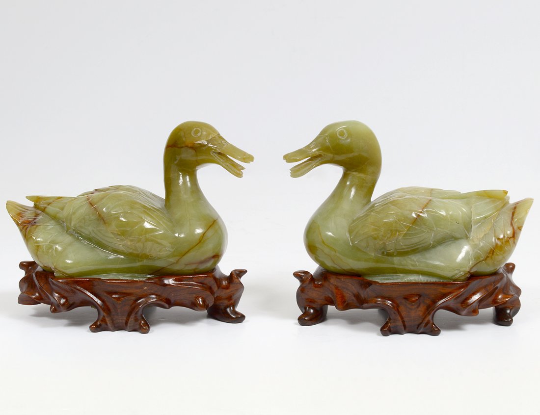 PAIR OF JADE DUCKS (1 of 9)
