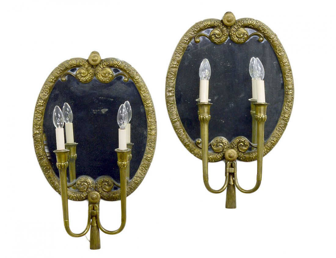 PAIR OF EMPIRE STYLE GILT BRONZE TWO LIGHT SCONCES (1 of 1)