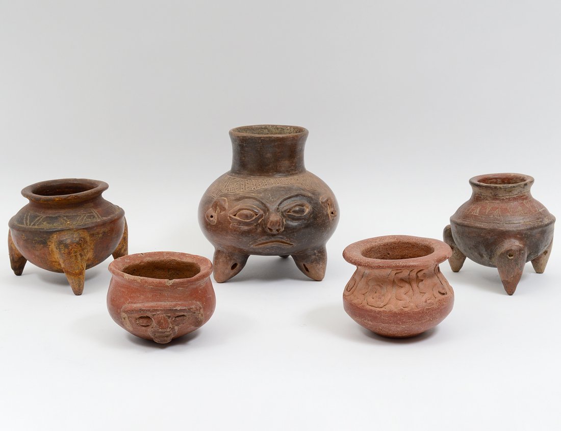 GROUP OF FIVE PRE-COLUMBIAN STYLE POTTERY VESSELS (1 of 9)