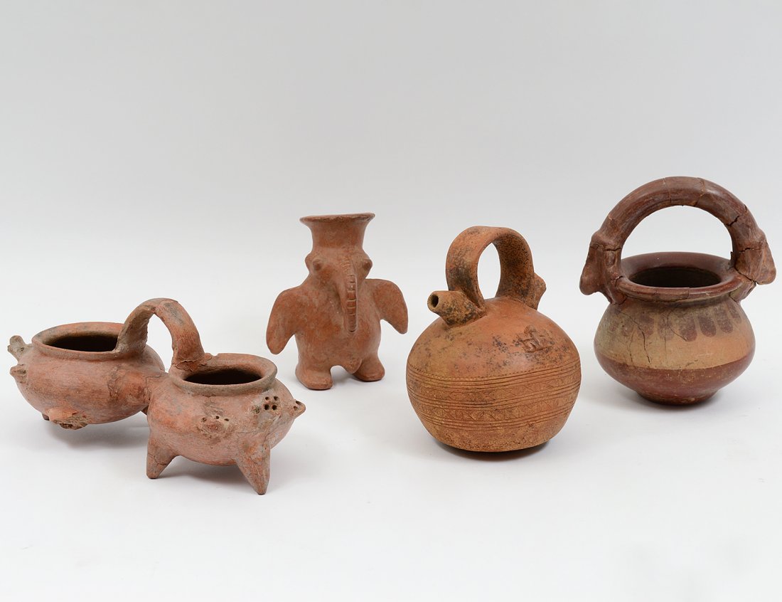 GROUP OF FOUR PRE-COLUMBIAN STYLE POTTERY VESSELS (1 of 9)