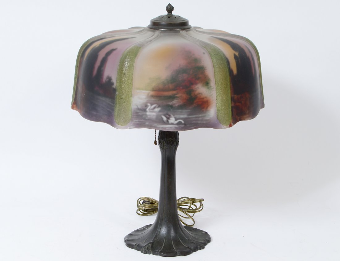 REVERSE PAINTED GLASS LAMP SHADE (1 of 4)