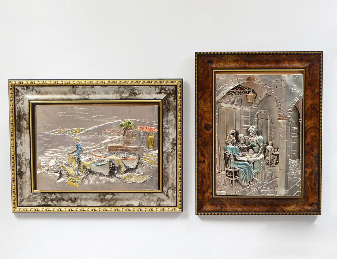 TWO SILVER CLAD PLAQUES (1 of 6)