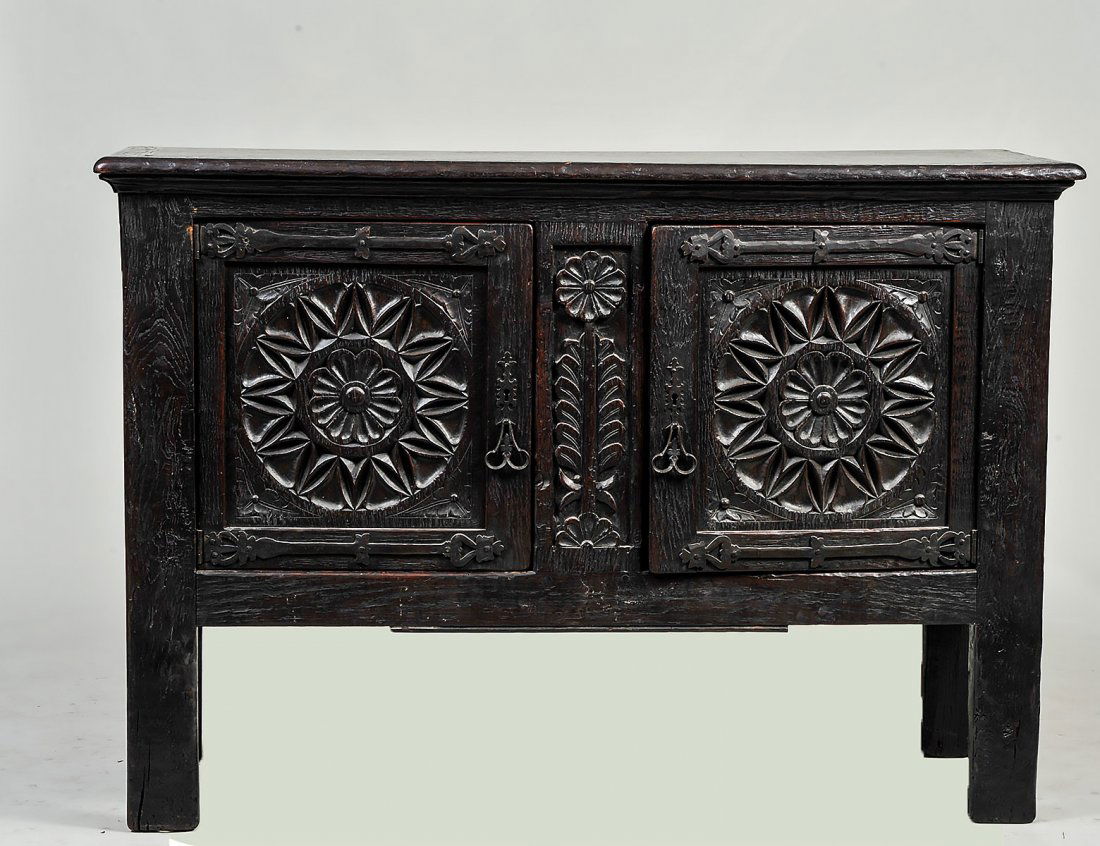 JACOBEAN STYLE OAK SIDEBOARD (1 of 4)