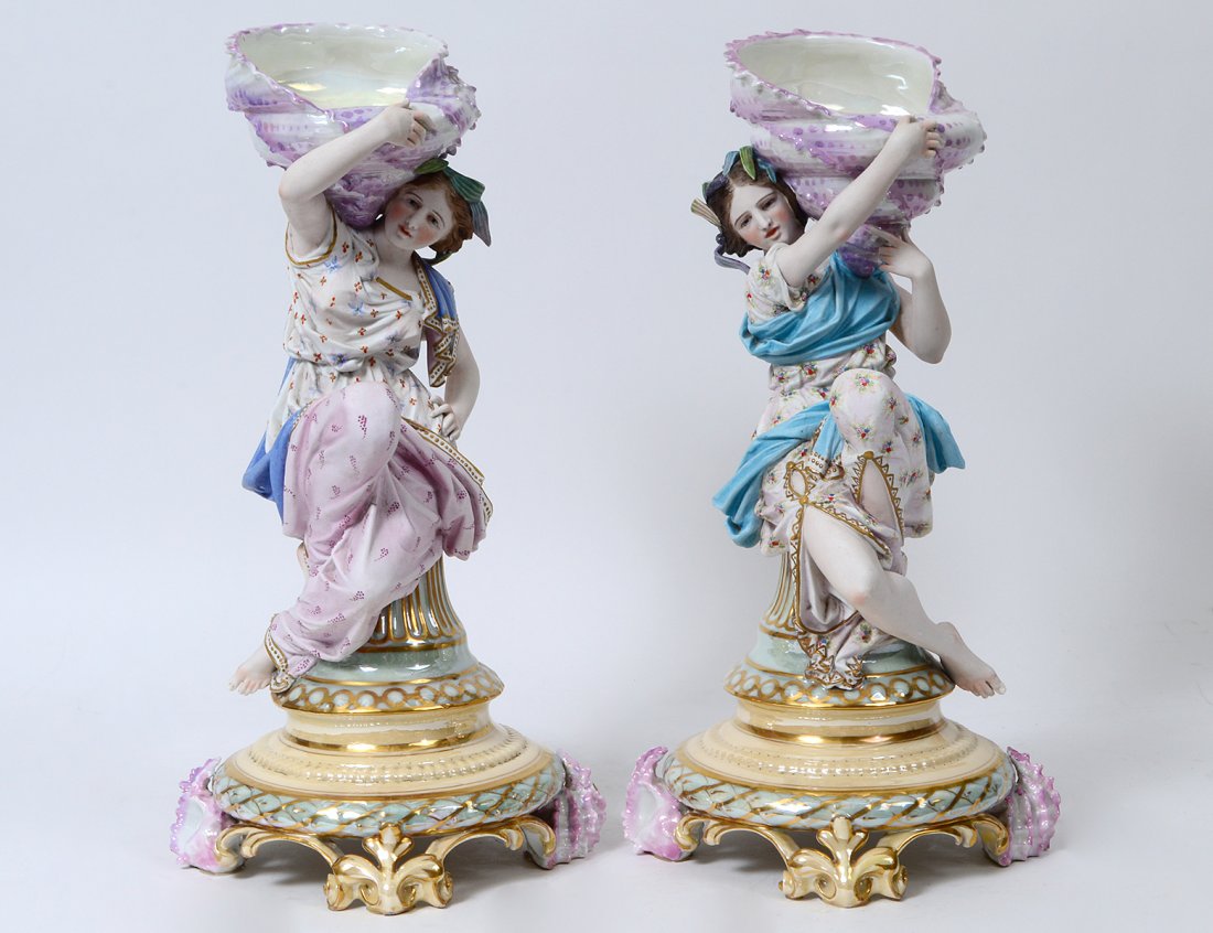 PAIR OF CONTINENTAL PORCELAIN AND BISQUE FIGURAL (1 of 10)