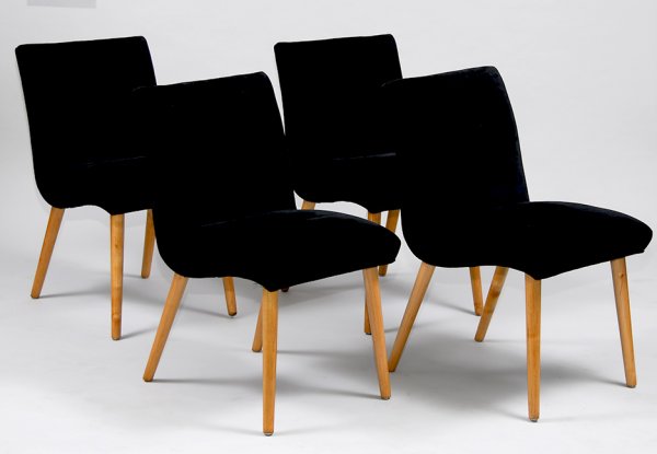 Set of Eight Art Deco Satinwood Chairs: Set of Eight Art Deco Satinwood Chairs in very good condition 33 inches high, 17 1/2 inches wide. We Will Not Ship Nor Pack This Item. Please Contact a Third Party Shipping Company To Make Arrangement