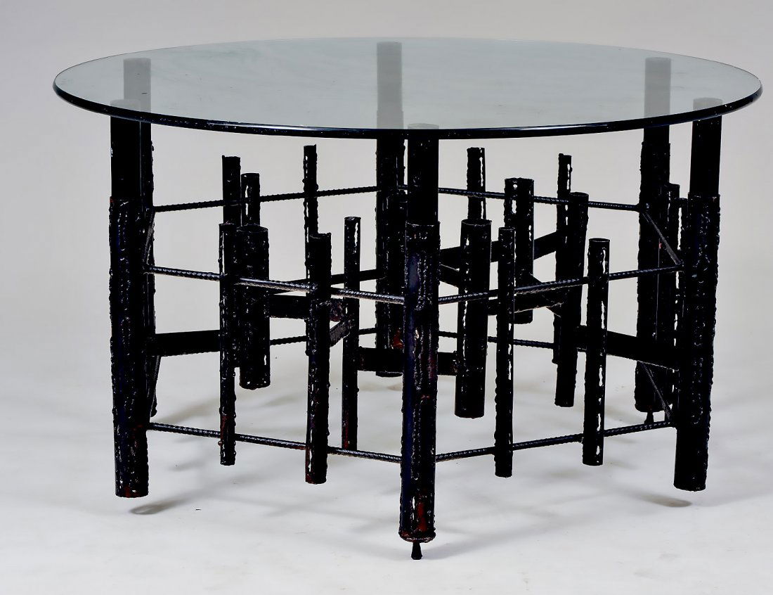 BRUTALIST STYLE METAL COFFEE TABLE (1 of 3)