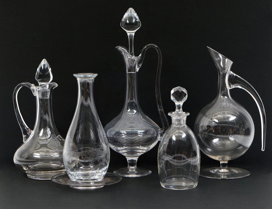 GROUP OF FIVE CRYSTAL DECANTERS (1 of 3)