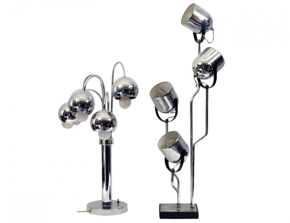 TWO MID-CENTURY MODERN CHROMED TABLE LAMPS (1 of 2)
