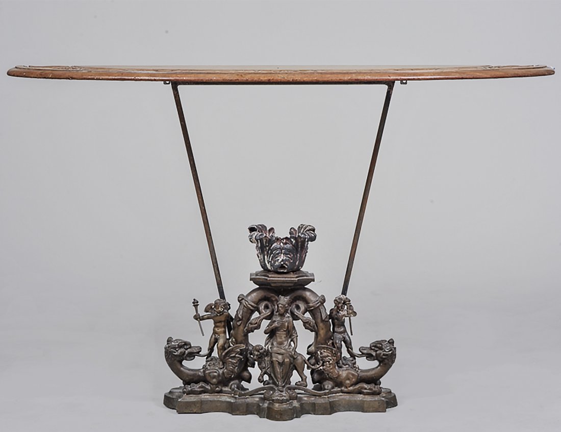 CARVED WOOD AND METAL CONSOLE TABLE (1 of 3)