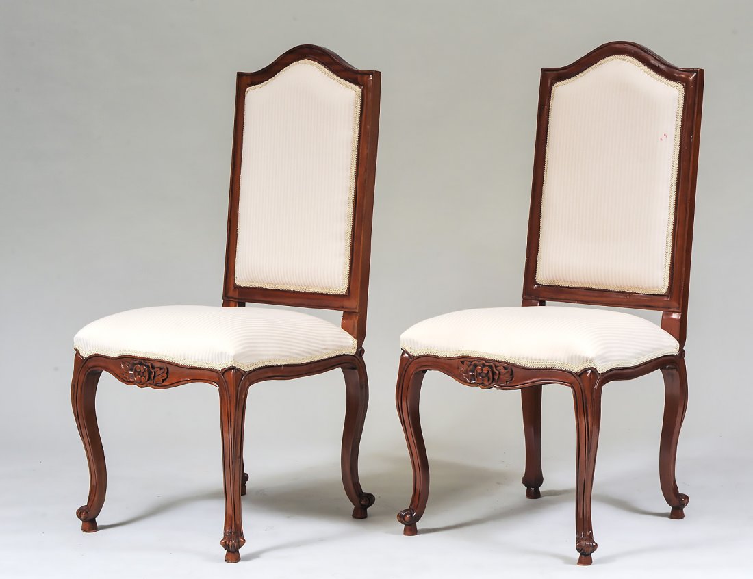 SET OF EIGHT LOUIS XV STYLE WALNUT SIDE CHAIRS (1 of 7)
