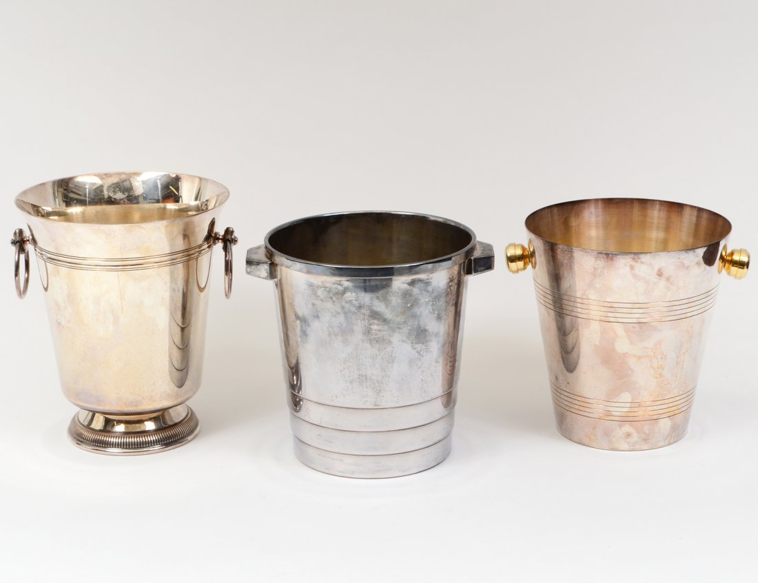 GROUP OF THREE SILVER PLATED ICE BUCKETS (1 of 1)