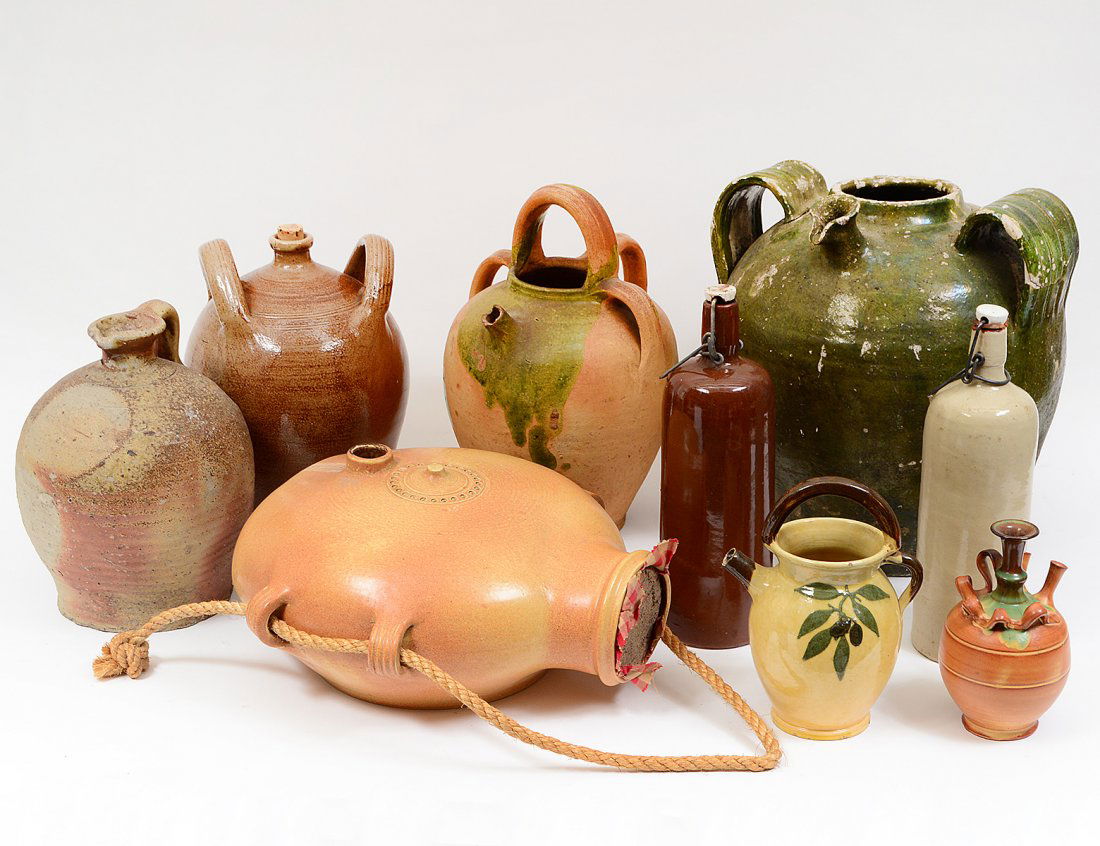 GROUP OF NINE STONEWARE VESSELS (1 of 10)