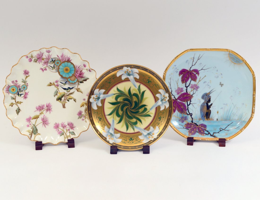 GROUP OF THREE HAND PAINTED PORCELAIN PLATES (1 of 3)