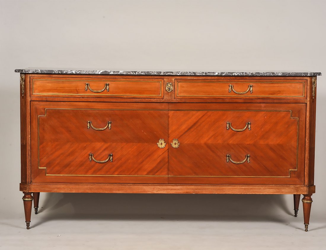 LOUIS XVI STYLE MARBLE TOP MAHOGANY COMMODE (1 of 7)
