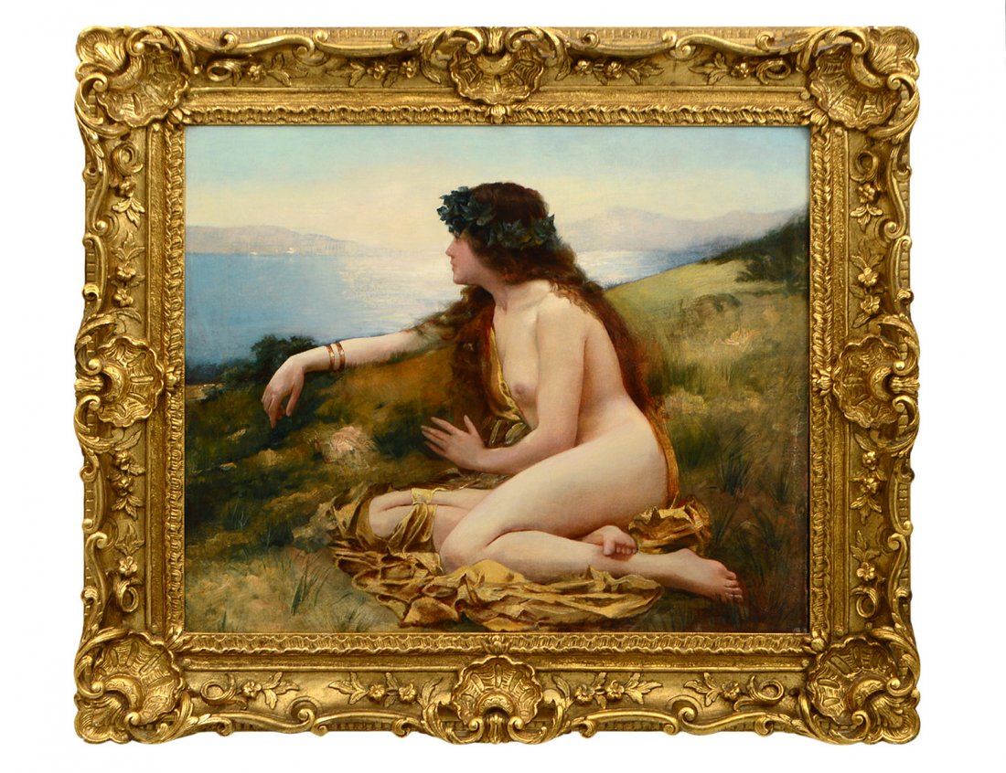 CONTINENTAL SCHOOL (Late 19th Century): "Classical Maiden". No visible signature. Oil on Canvas. Measuring 25" by 30". Framed. (Cond: good) (2000/3000)