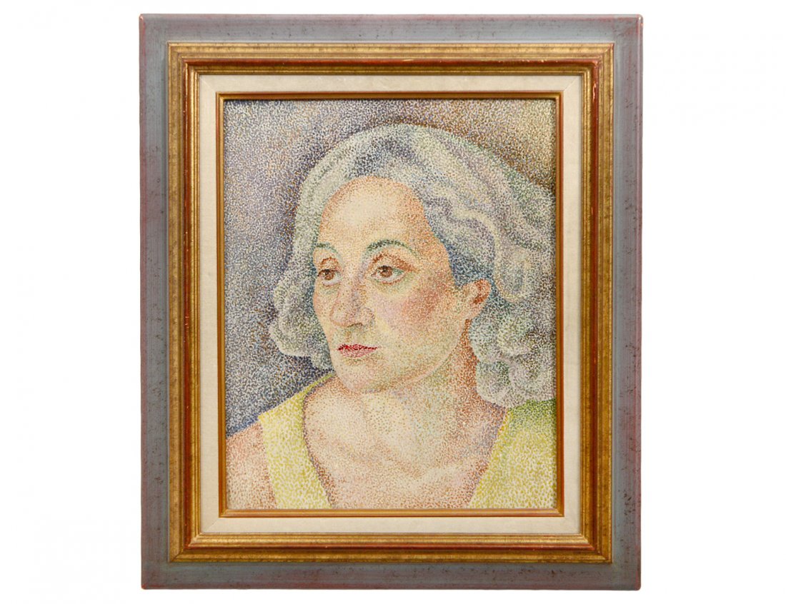 MARIE VOROBIEVA MAREVNA (Russian. 1892-1984): "Self Portrait". Signed u/l and dated 1931. Verso signed, dated and inscribed Paris. Oil on Panel. Measuring 16" by 12 1/2". Framed. (Cond: good) (10000/15000)