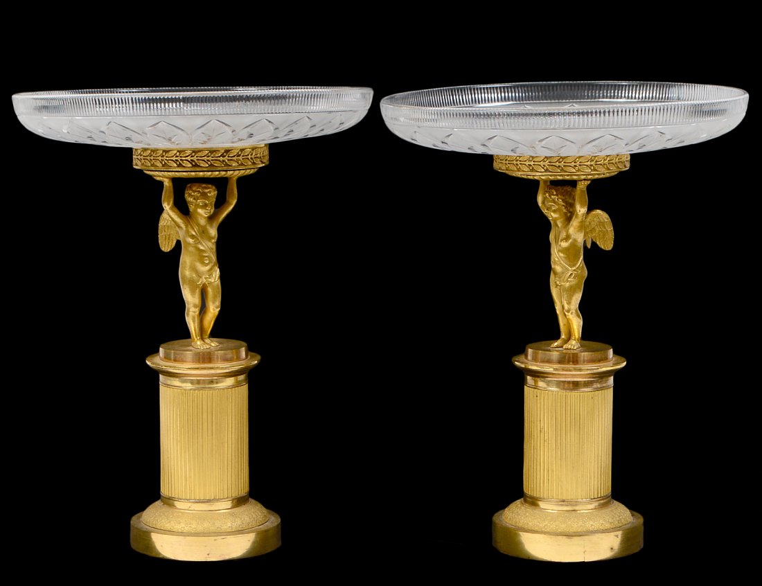 PAIR OF CHARLES X STYLE CUT-GLASS & GILT BRONZE TAZZA (1 of 8)