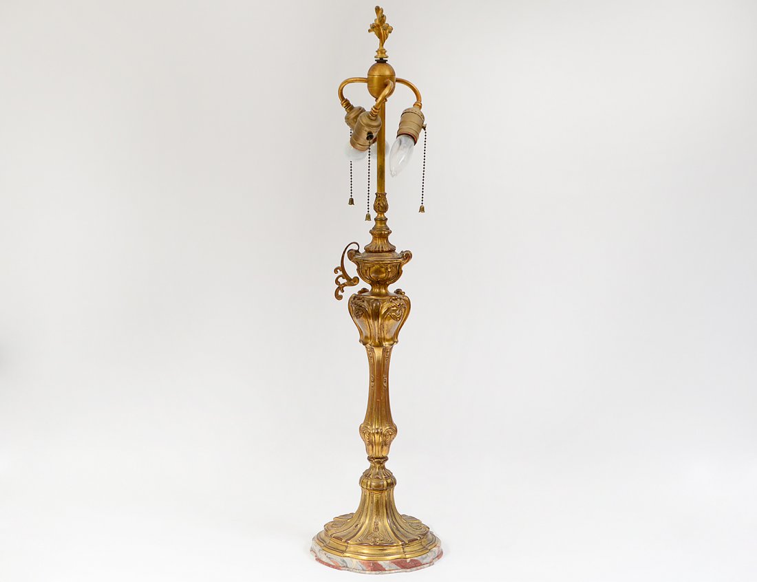 LOUIS XV STYLE GILT BRONZE CANDLESTICK LAMP (1 of 4)