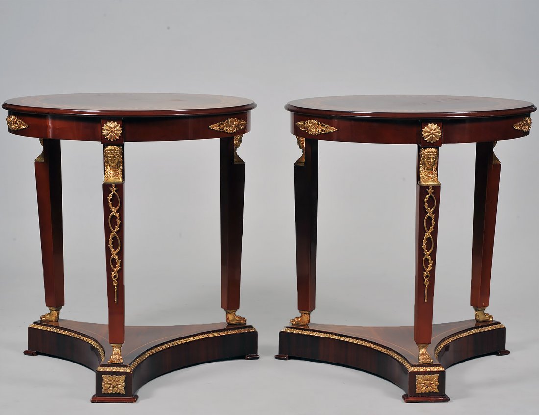 PAIR OF EMPIRE STYLE MAHOGANY CIRCULAR TABLES (1 of 4)