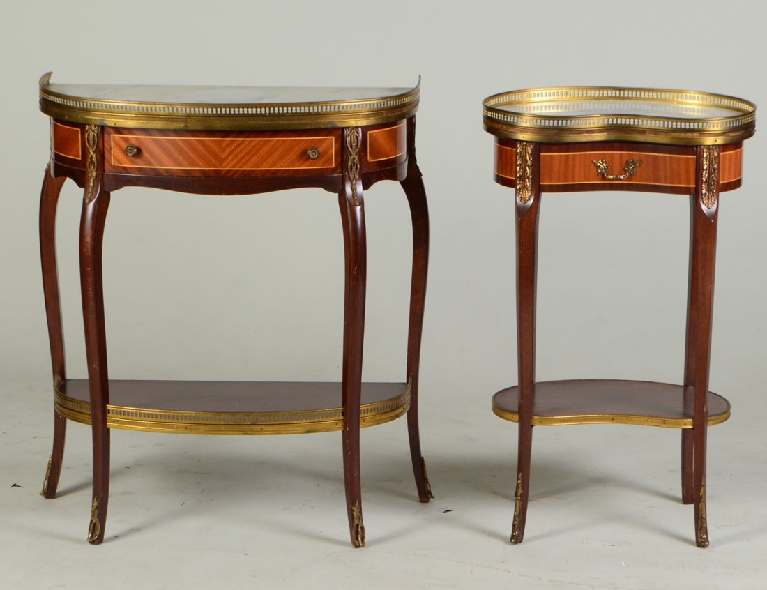 TWO LOUIS XV STYLE VARIOUS WOOD TABLES EN CHIFFIONIERE (1 of 3)