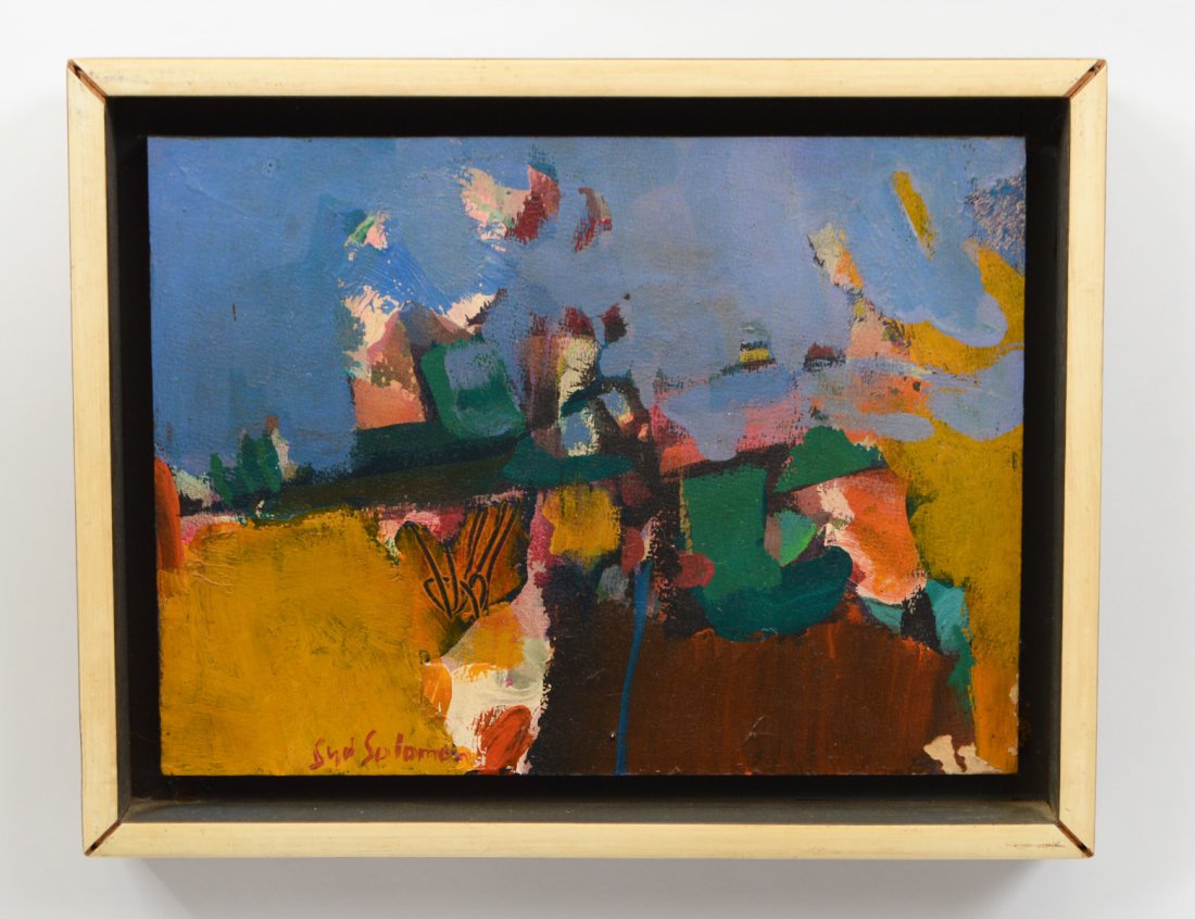 SYD SOLOMON (American. 1917-2004): “Rose Night”. Signed l/l. Verso signed, titled and dated 1972. Oil on Board. Measuring 8 1/2” by 11 1/2”. Framed. (Cond: good) (400/600)