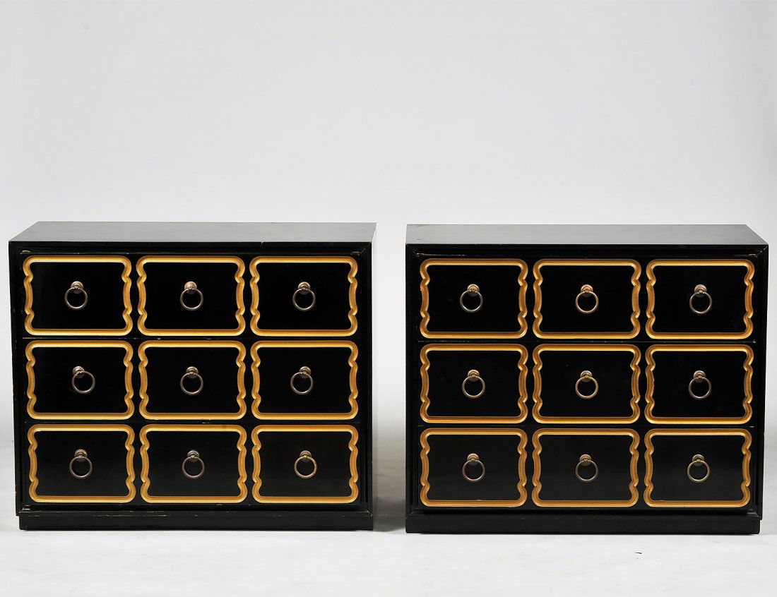 PAIR OF HOLLYWOOD REGENCY GILT EBONIZED 'ESPANA' (1 of 3)