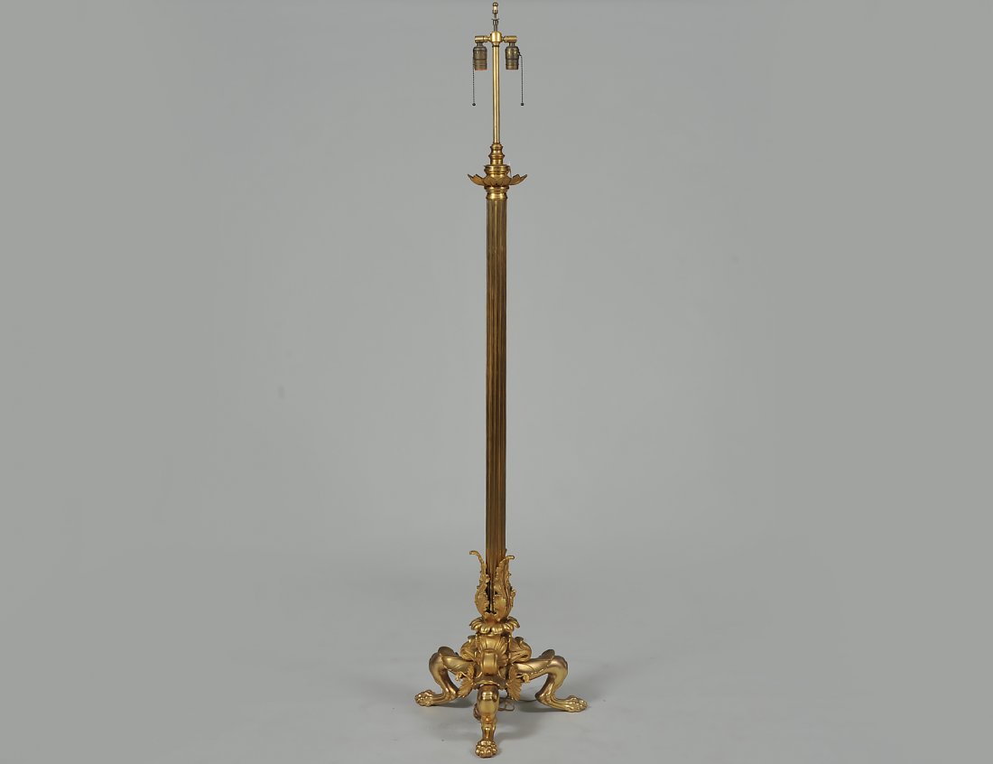 EMPIRE STYLE GILT BRONZE FLOOR LAMP (1 of 5)