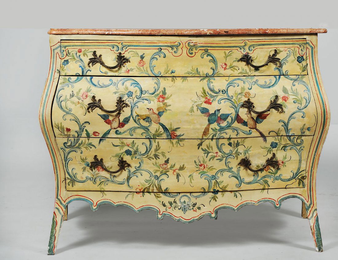 ITALIAN ROCOCO STYLE PAINTED MARBLE TOP CHEST OF (1 of 5)