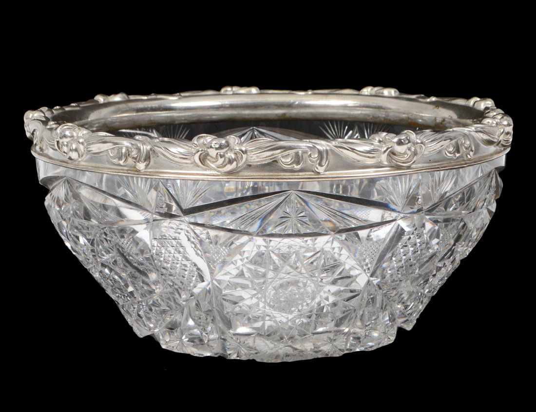 AMERICAN STERLING SILVER MOUNTED CUT GLASS BOWL (1 of 5)