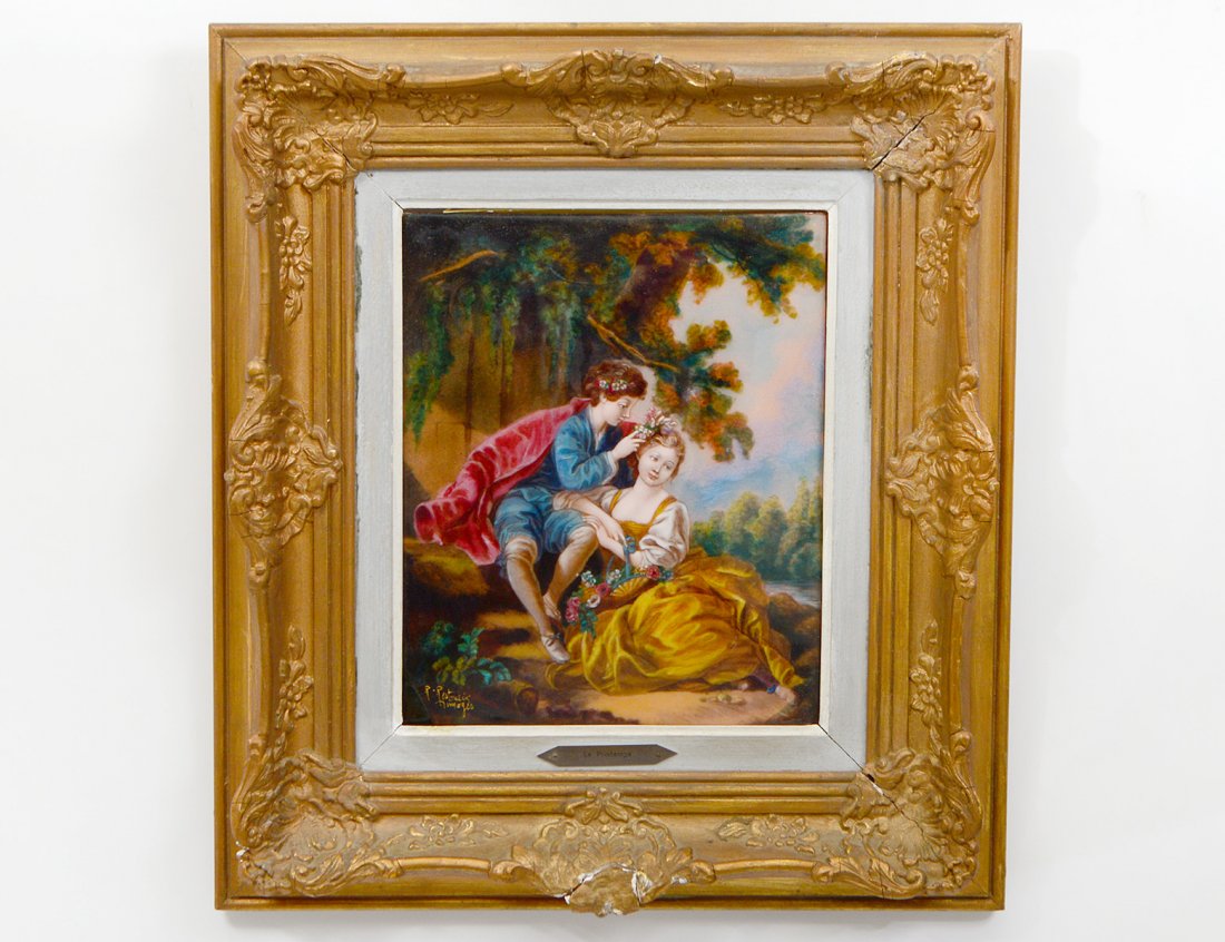 LIMOGES ENAMEL ON COPPER PLAQUE “SPRING” (1 of 4)