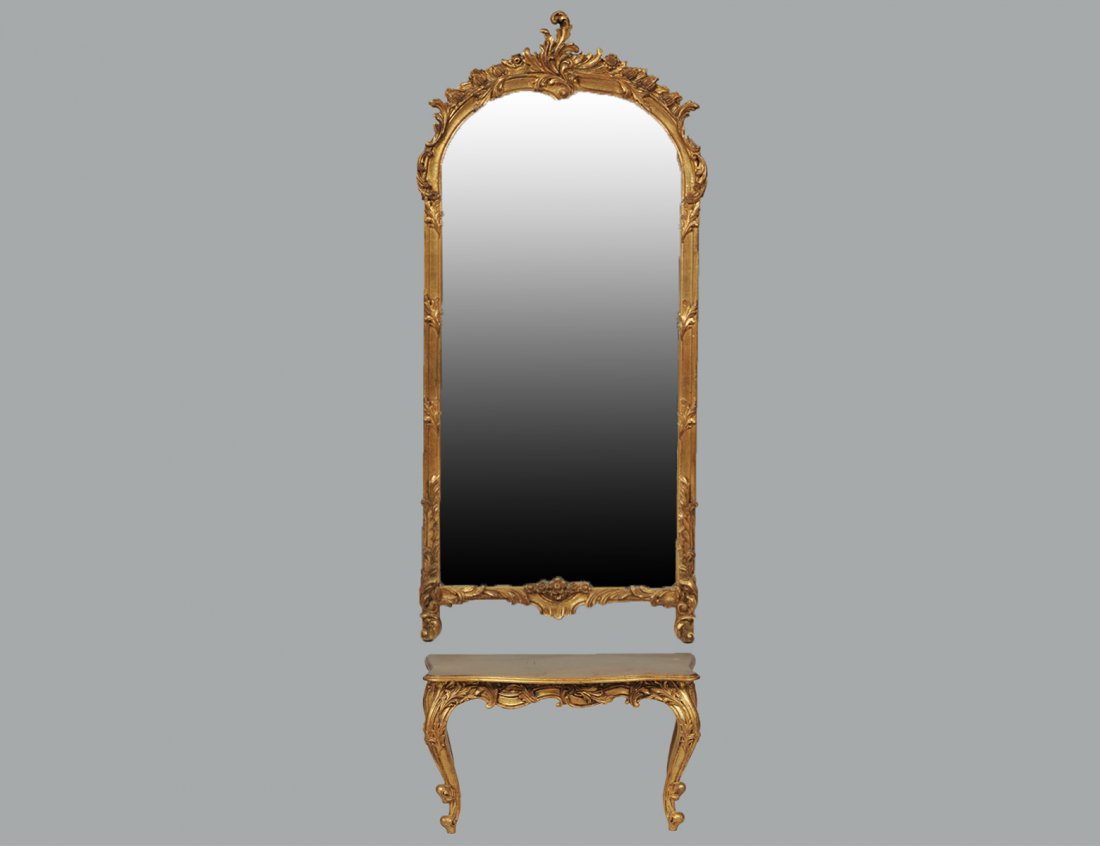 ITALIAN ROCOCO STYLE GILTWOOD PIER MIRROR & CONSOLE (1 of 6)