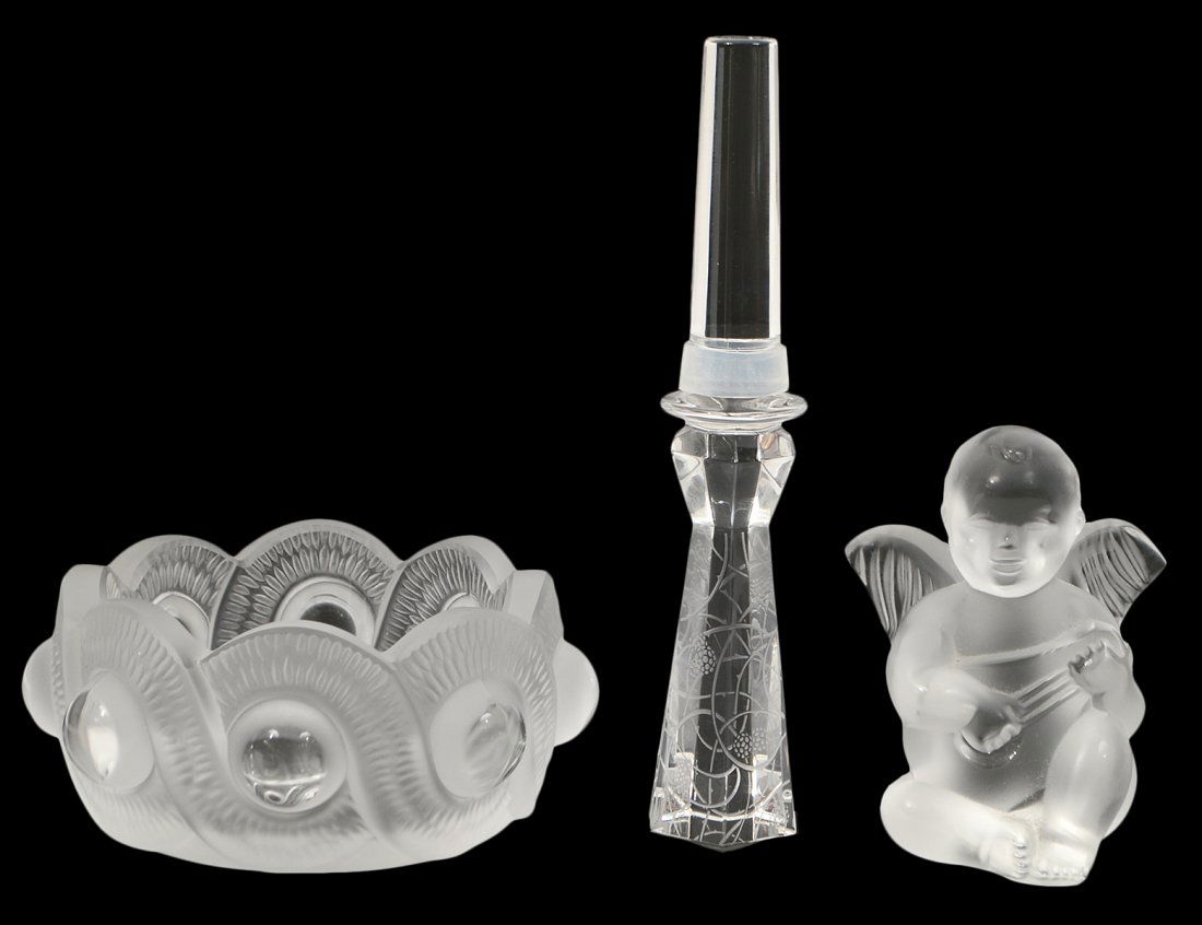 THREE LALIQUE COLORLESS & FROSTED GLASS ITEMS (1 of 2)