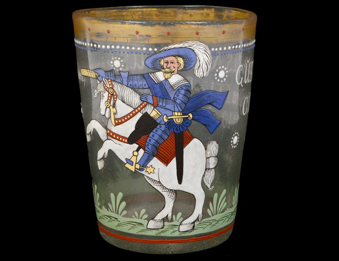 COMMEMORATIVE ENAMEL DECORATED GLASS BEAKER (1 of 5)