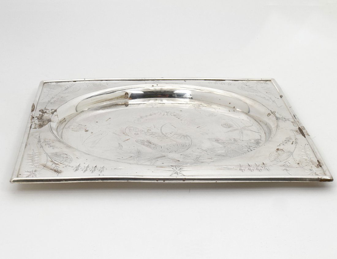 AESTHETIC MOVEMENT SILVER PLATED TRAY (1 of 5)