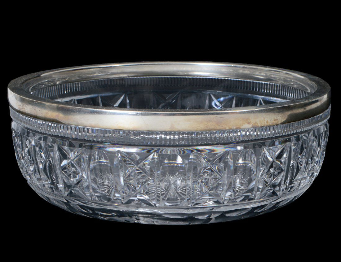 CONTINENTAL SILVER MOUNTED GLASS BOWL (1 of 1)