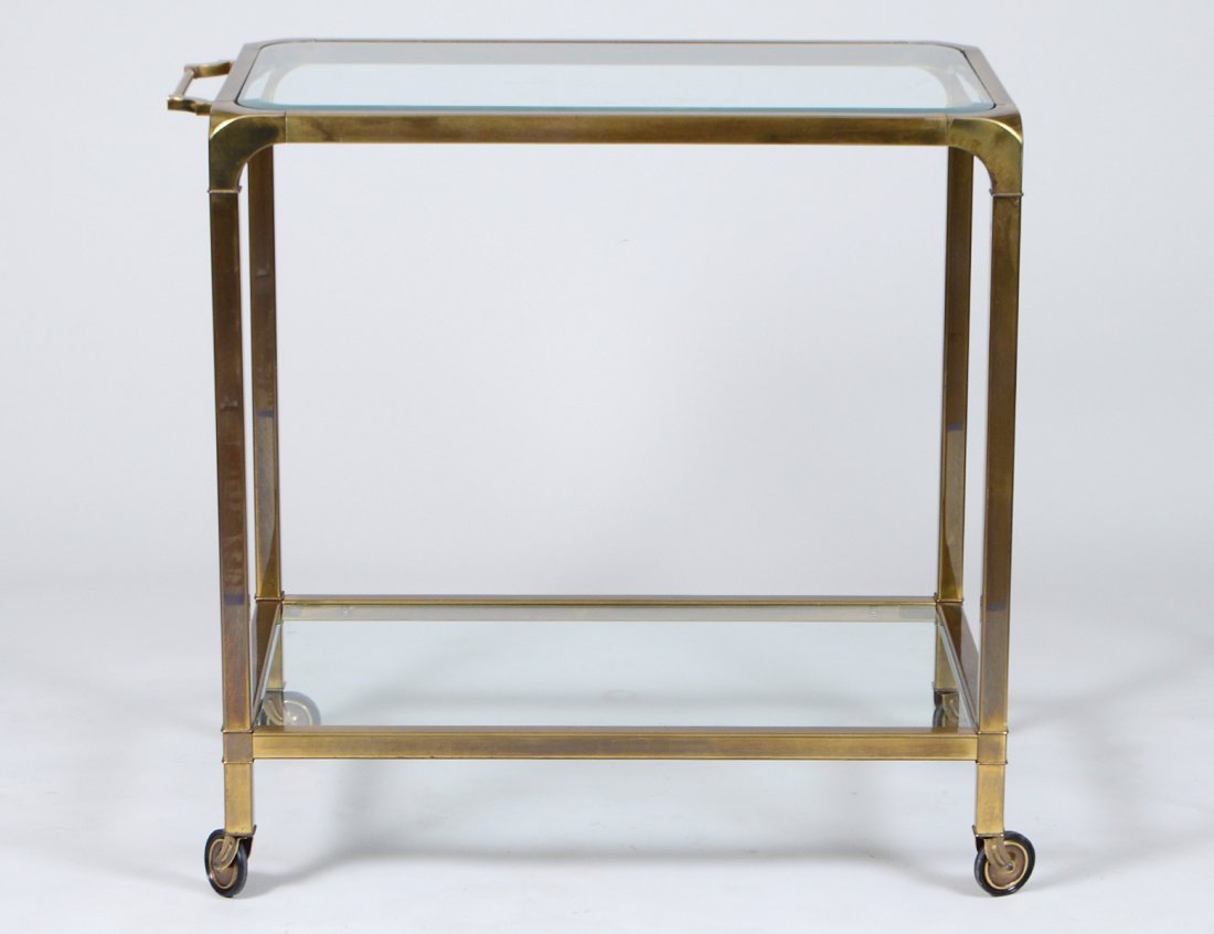 CONTEMPORARY MASTERCRAFT BRASS ROLLING SERVING CART (1 of 3)