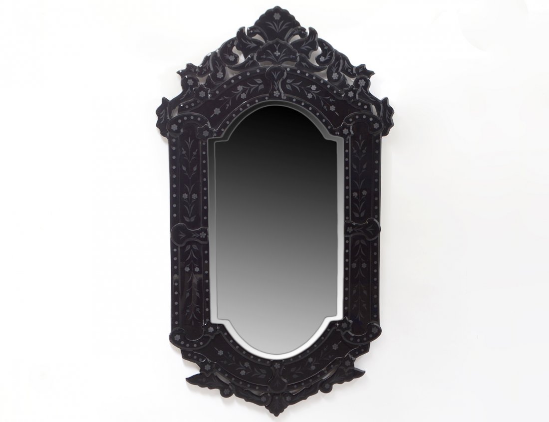 VENETIAN BLACK GLASS MIRROR FRAMED MIRROR (1 of 2)