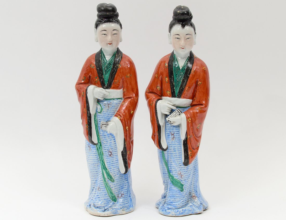 PAIR OF PORCELAIN FIGURES OF LADIES (1 of 6)