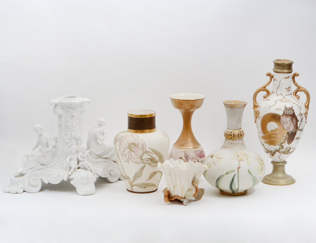 GROUP OF SIX ENGLISH & CONTINENTAL FLORAL DECORATED (1 of 10)