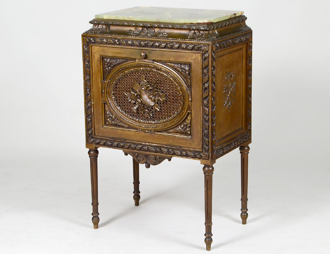 LOUIS XVI STYLE ONYX TOP CARVED CABINET (1 of 4)