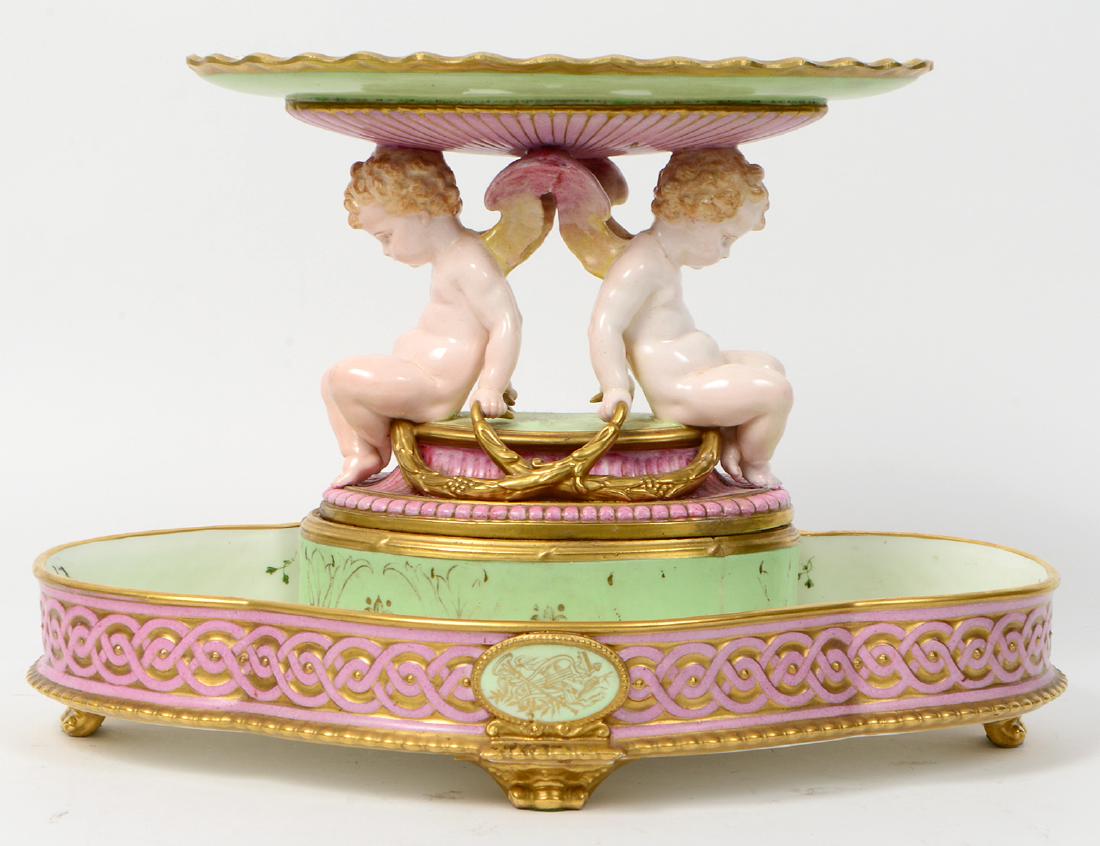 CONTINENTAL ENAMELED & GILT PORCELAIN CENTERPIECE (1 of 11)
