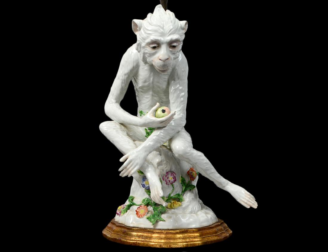 Carl Thieme Dresden Porcelain Monkey Lamp (1 of 6)