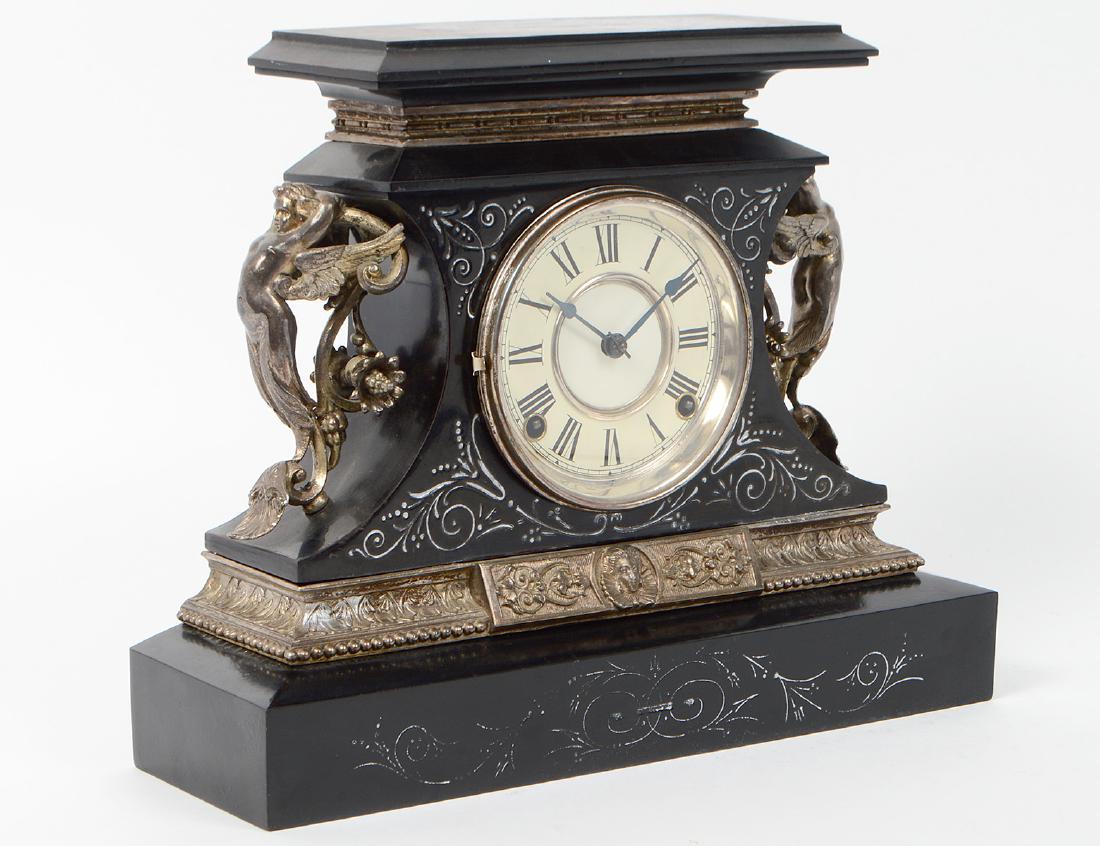 AMERICAN FAUX MARBLE MANTLE CLOCK (1 of 7)