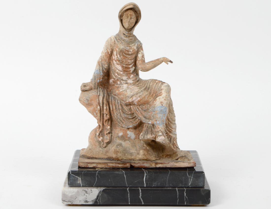 HELLENSTIC TERRA COTTA SEATED MAIDEN (1 of 9)