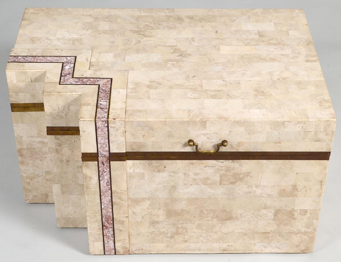 CONTEMPOARY TESSELATED STONE TABLE/STORAGE CHEST (1 of 3)