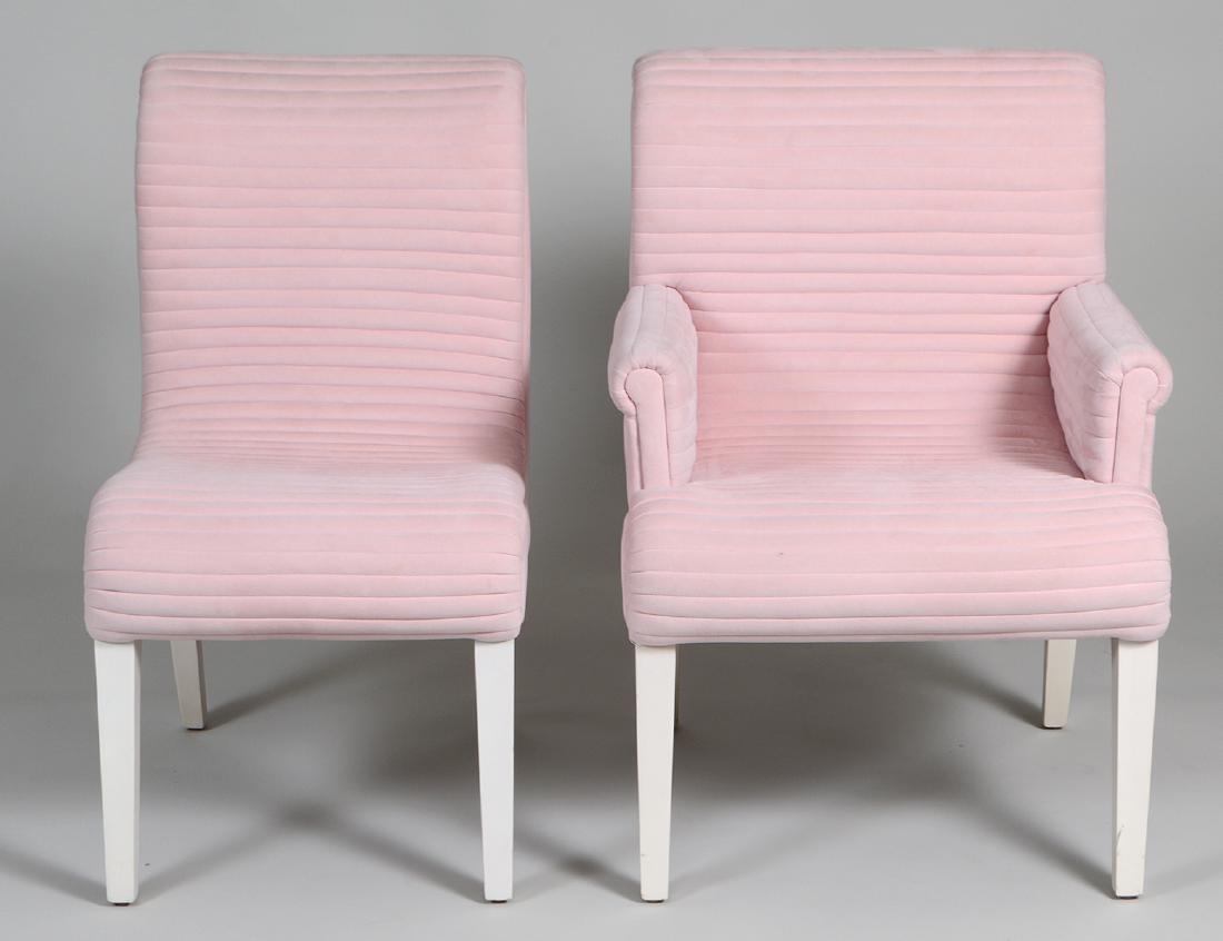 SIX CONTEMPORARY SUEDE UPHOLSTERED CHAIRS (1 of 3)